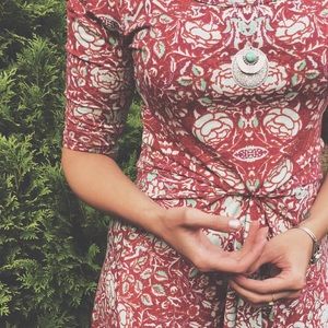 Lularoe Nicole Dress- Red White Turquoise